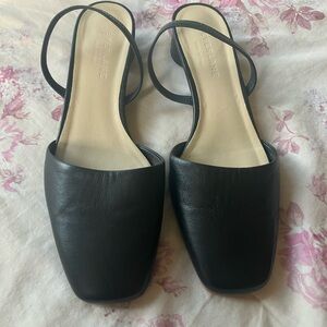 Everlane The Tapered Square Toe Slingback Shoes Black SZ 7.5
